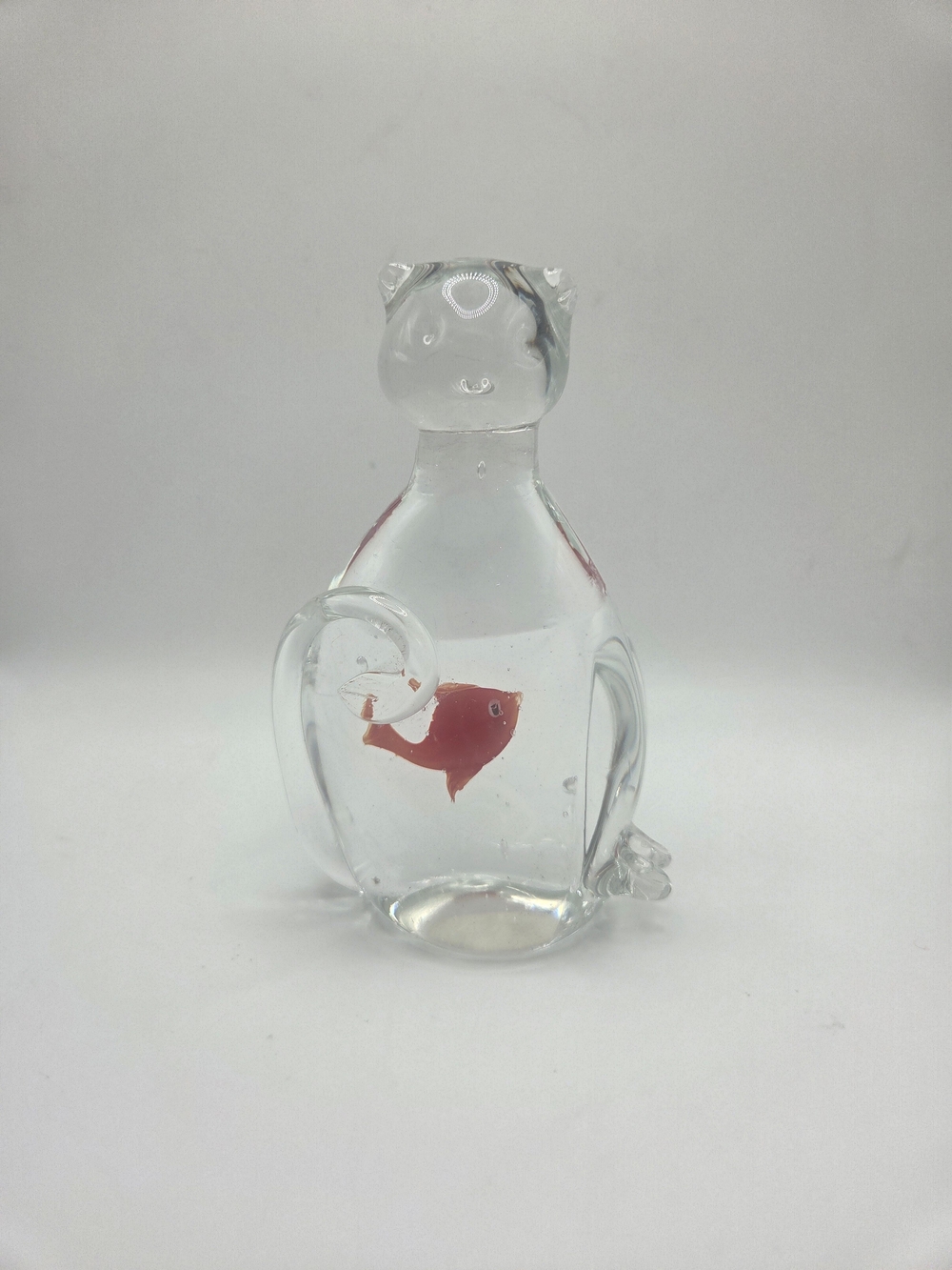 Murano Style Glass Cat With Goldfish In Its Belly